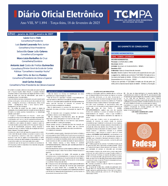 Crise sem fim? Cons. Daniel Lavareda, do TCM-PA, manda suspender contrato de 50 milhões entre SESMA e FADESP.