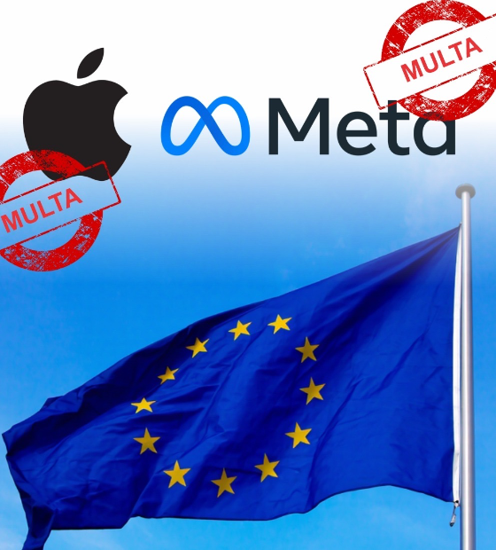 União Europeia aplica multa milionária nas empresas Apple e Meta