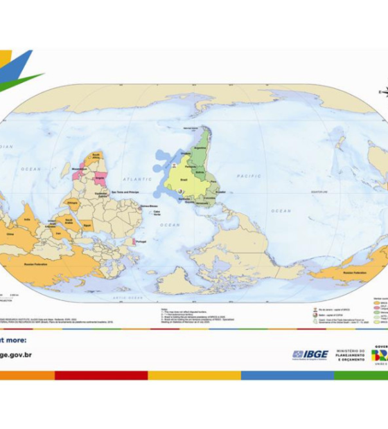 Brasil no centro do mundo: IBGE lança mapa com nova perspectiva.