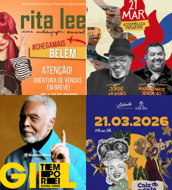Agenda Cultural O Amazônico: Shows nacionais, musical da Rita Lee e muito mais neste final de semana em Belém.